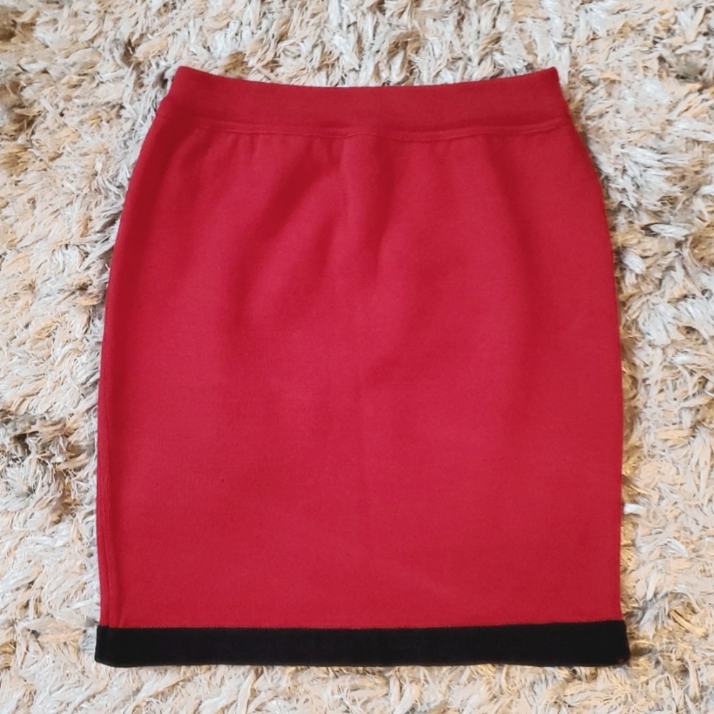 Vintage Escada red wool skirt